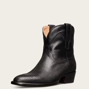 Tecovas Casey midnight lizard leather ankle boots 6.5